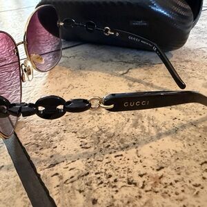 Gucci Black Sunglasses with Gold and Purple Details